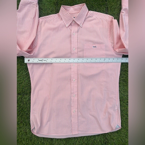 Fish Hippie Men's Long Sleeve Button-Up Shirt, Size M, Plaid, Peach/White - Picture 6 of 9
